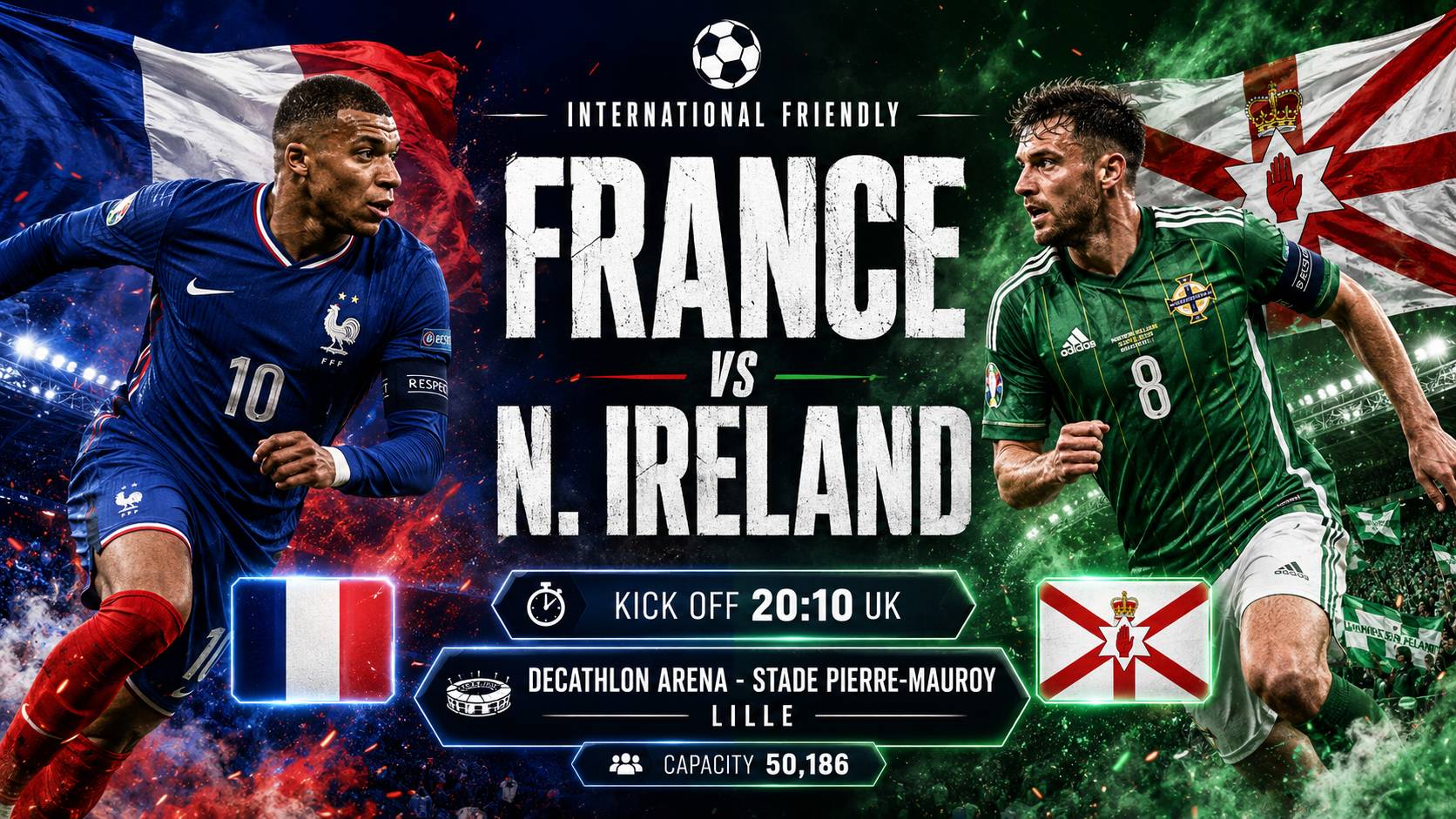 Francia - Irlanda del Norte : El favorito al Mundial busca la despedida perfecta ante una rejuvenecida "Green and White Army"
