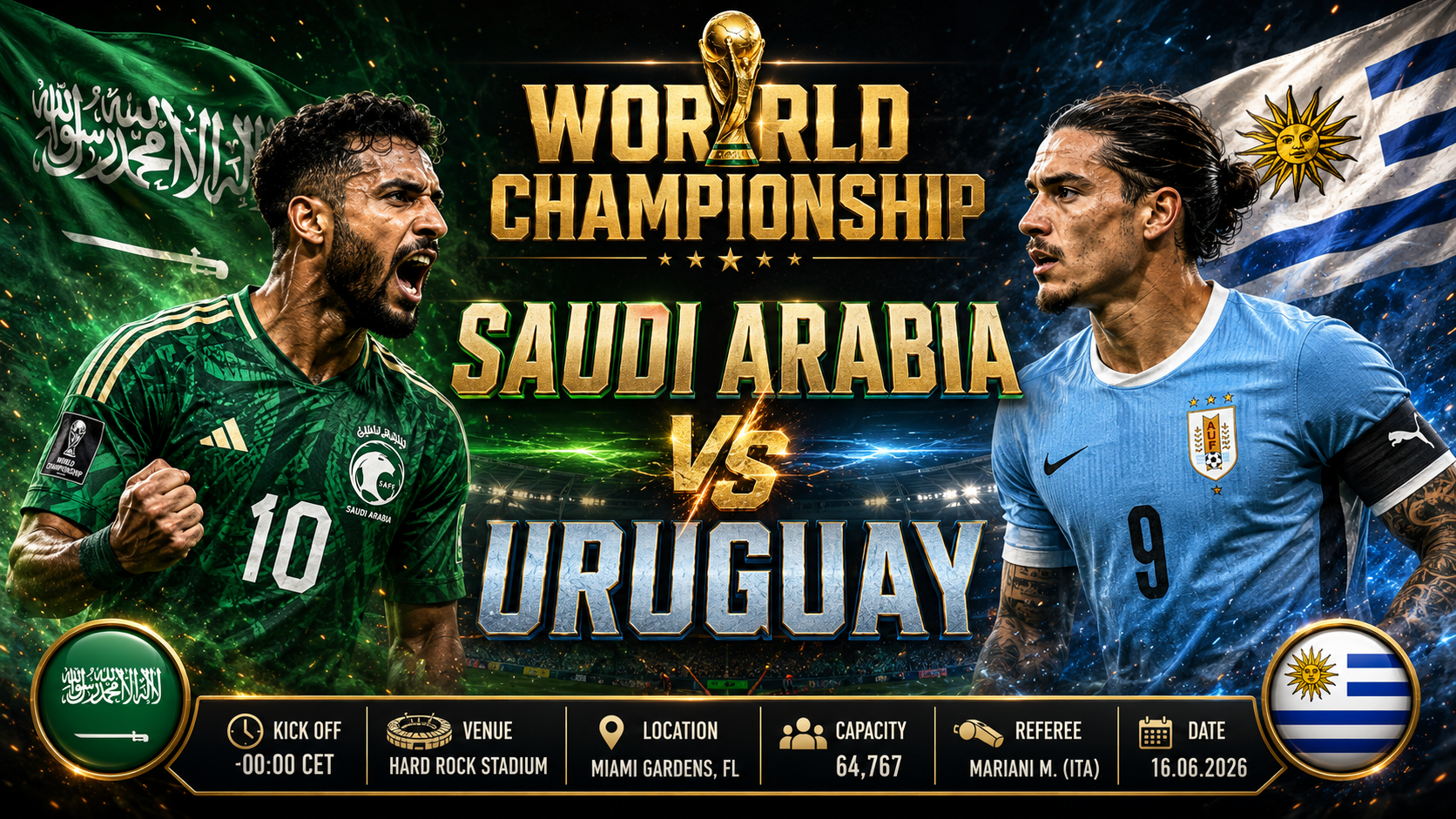 Arabia Saudí - Uruguay : Un examen táctico en Miami para definir el rumbo del Grupo H